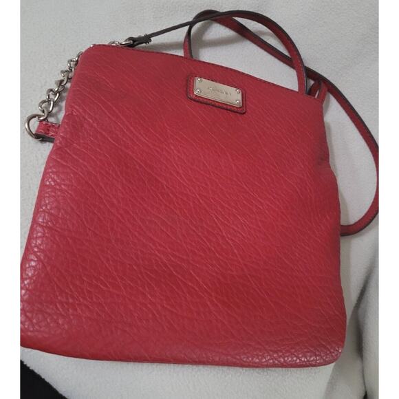 Nine West Deep Red Vegan Leather Crossbody Purse Handbag Flap Chain Strap - Picture 11 of 12